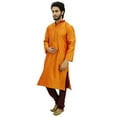 thumbnail image 4 of Atasi Classic Orange Men's Dupion Kurta Pyjama Party Wear Designer Shirt-3XL, 4 of 7