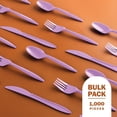 thumbnail image 7 of PLASTICPRO Plastic Utensils Set Disposable Forks, Spoons and Knives Cutlery, Purple, 1000-Pack, 7 of 7