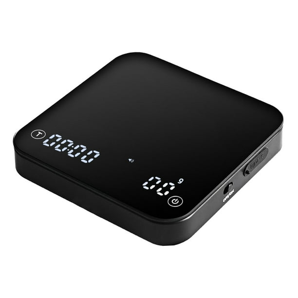 Báscula digital para café con temporizador, pantalla LED, portátil, para cocina y alimentos Negro