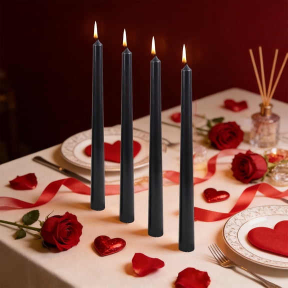 Byujiro Romantic Textured Taper Candle Set (4pcs), Perfect for Valentine's Day Dinners, Romantic Evenings & Table Centerpieces, Long-Lasting Burn