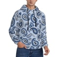 thumbnail image 2 of Sikiie Blue Paisley Pattern Vintage Men's Hoodie, Essentials Hoodie, Sweatshirt, Pullover Hooded Sweatshirt for Men-Large, 2 of 7