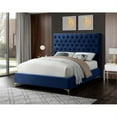 thumbnail image 4 of Meridian Furniture Cruz Solid Wood Tufted Velvet Full Bed in Navy, 4 of 6