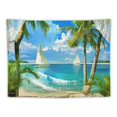 thumbnail image 5 of PRATYUS Ocean Beach Tapestry, Nature Coconut Palm Tree Garden Scenery Window Tapestries Wall Hanging for Bedroom College Dorm Decor, Summer  Hawaii Landscape Outdoor Painting, 5 of 6