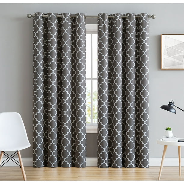 Hlc.Me Lattice Print Decorative Blackout Thermal Privacy Room Darkening ...