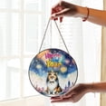 thumbnail image 2 of Happy New Year with Shetland Sheepdog Fireworks Holiday Xmas Winter 2025 Stained Glass Suncatcher Sheltie Dog Lover Gifts Window Hanging Sign Decor - 00025, 2 of 5