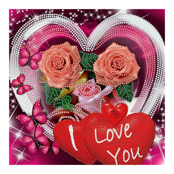 Taladro amor rosa 5D DIY diamante pintura forma especial decoración parcial (YXC301) FLhrweasw Nuevo