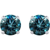 NYS Jewellrs 1.20 Ct Round Cut Blue Diamond Push Back Stud Earring's 14K White Gold Plated 925 Sterling Silver For Women's