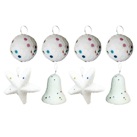 

24 Pcs Hanging Pendants Pantegrams Bell Shaped Christmas Hanging Balls Decoration Craft Balls for Holiday Festival (White)