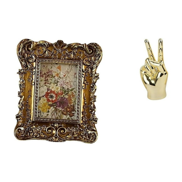 Marco de fotos,Marco de fotos retro Marco de fotos de mesa vintage,Marco de fotos adornado para colgar en la pared,decoración del hogar,Escultura de estatua,Estatuas y figuras con gestos de
