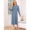 thumbnail image 2 of DARING DIVA Women's Long Sleeve Long Soft Button Down Nightshirt XS Blue, 2 of 6