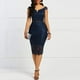 thumbnail image 1 of Vestido de mujer con encaje calado, vestido midi ajustado, sexy, con hombros descubiertos, escote en V, manga corta, vestido midi de fiesta de noche calado, 1 of 5