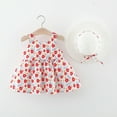thumbnail image 2 of Toddler Girl Dress Big Bow in Back Floral Print Sleeveless Flower Sundress with Sun Hat Baby Summer Sets (18 Months, Red-Floral), 2 of 7