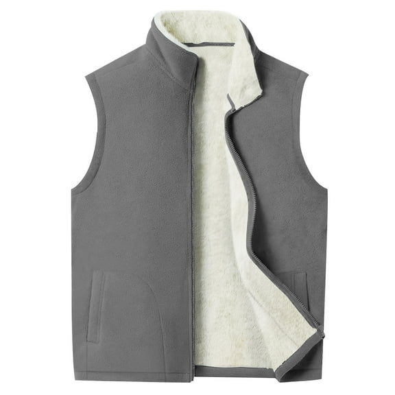 Cavosen Travel Vest Plus Size Sleeveless Fleece Vest with Pocket Solid Padded Loose Jacket Windproof Warm Winter Outerwear