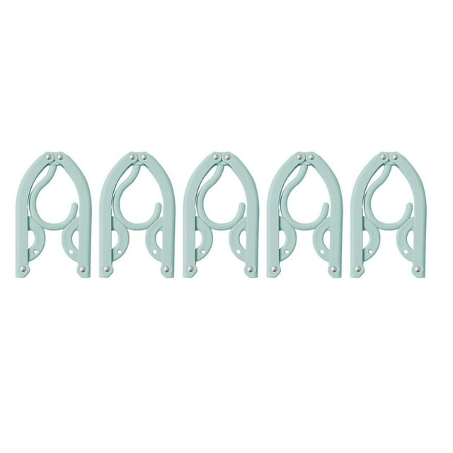 WHEANG 5Pcs Travel Foldable Hangers Update Portable Plastic Hanger Travel Accessories Must Haves Clothes Drying Rack Folding Hanger for Traveling Camping Flying Rv Cruise Suitcase One Size Blue