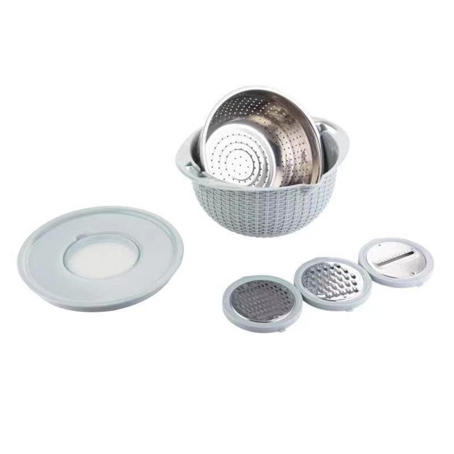 Colador 4 en 1 con juego de tazones para mezclar Rallador de verduras y zanahorias multifunción