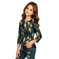 thumbnail image 5 of Girls Halloween Shirt Pumpkin Bat Print 3/4 Sleeve T Shirt Cute Graphic Tee Spooky Season Fall Halloween Outfit Kids Casual Top,2-3 Years,Green, 5 of 6