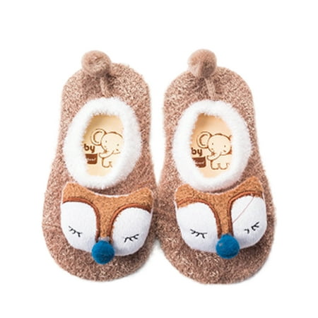 

Jamlynbo Unisex Toddler Baby Cute Animal Slipper Socks Warm Plush Indoor Soft Sole Toddler Shoe Socks