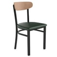 thumbnail image 2 of BizChair Commercial Dining Chair with 500 LB. Capacity Black Steel Frame, Natural Birch Finish Wooden Boomerang Back, and Green Vinyl Seat, 2 of 12