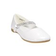 thumbnail image 3 of EIGHT EIGHTEEN Leatherette Round Toe Rhinestone Mary Jane Ballerina Flats (White) (Toddler/Little Girl/Big Girl), White, Size 2 Big Kid, 3 of 4