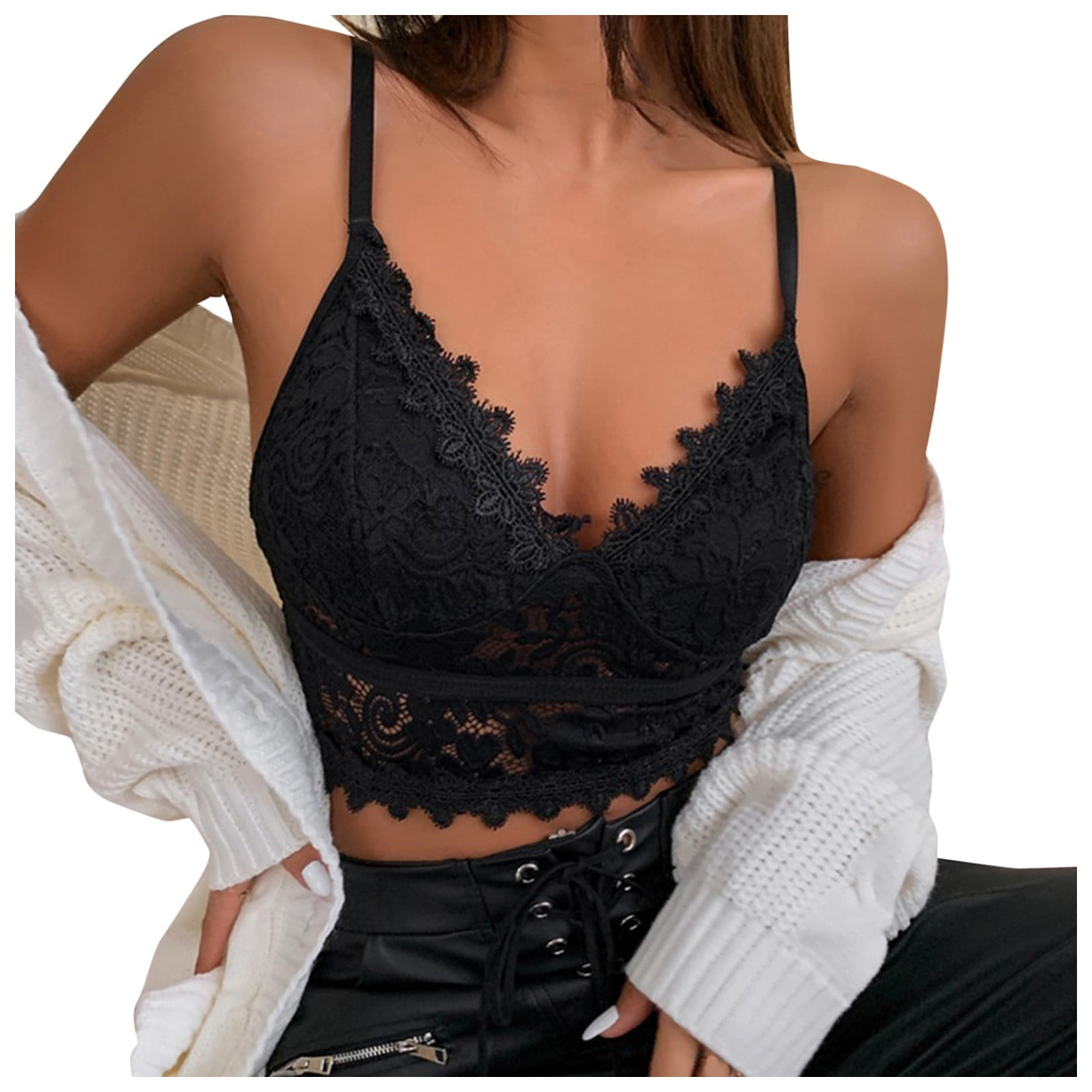  Lace Bralettes for Women Sleeveless V Neck Cami topSpaghetti  Bustier Corset Sleep Bras Lounge Bra Sexy top Black S Christmas Surprise  Early Prime Big Deal My Orders 2023: Clothing, Shoes 