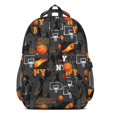 thumbnail image 3 of Basketball and Flame Gray Pattern Backpack for School, Cute School Bag with Adjustable Shoulder Straps and Padded Back, 16.9"x12.6"x5.9", 3 of 5