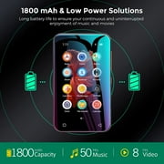 TIMMKOO 72GB MP3 Player with Bluetooth, 4.0 Full Touchscreen Mp4 Mp3 Player with Speaker, Portable Sound Mp3 Music Player with Bluetooth, Voice Recorder, Supports up to 512GB TF Card (Black)