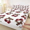 thumbnail image 3 of Feelyou Fashion Bow Cherry Queen Sheet Sets, Leopard Print Ribbon Bed Set, 4-Piece, 3 of 7