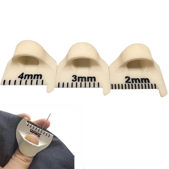 ABPETE Sewing Finger Ruler for Even Stitches, Template for Sewing, Mini Sewing Measuring Gauge, DIY Stitching Guide Tool for Seam Finishing, Quilting & Sewing Aids (Beige 3pcs)