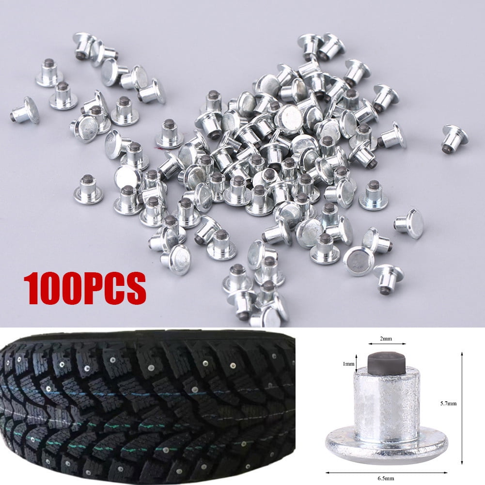 FAGINEY Tire Stud, 100pcs 6.5mm/0.26 Wheel Tyre Stud Screws Snow Tire