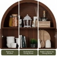 thumbnail image 5 of Aisword 71" Tall Arched Bookcases, 5-Tier Modern Farmhouse Bookshelf with Adjustable Shelves & Sliding Doors, Wood Display Storage Cabinet for Living Room, Office, Walnut Withdoors, 5 of 7