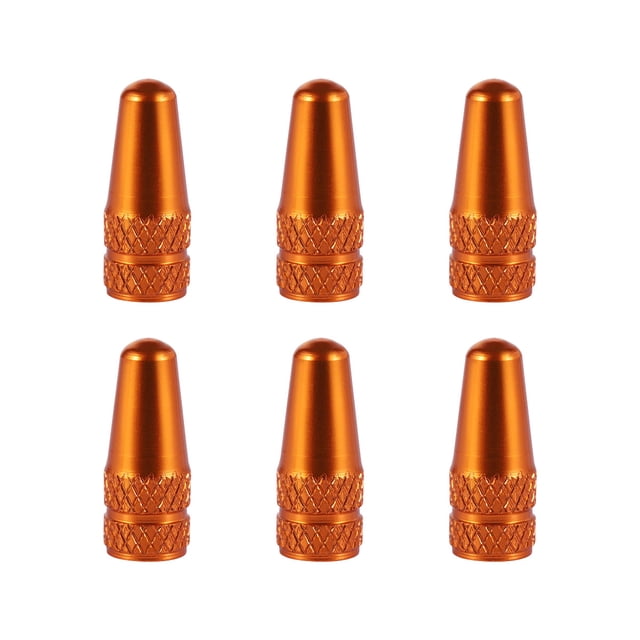 WORGEOUS VORCOOL 6 tapas de válvula francesa de aleación de aluminio para bicicleta de carretera MTB, tapas de válvula de aire para neumáticos de bicicleta de montaña, cubiertas antipolvo (naranja)