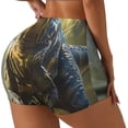 thumbnail image 1 of Balery Ferocious Dinosaur Pantalones cortos de entrenamiento estampados para mujer, sin costuras, ajustados, para gimnasio, yoga, correr, deportes, ejercicio activo, fitness.-XX-Large, 1 of 8