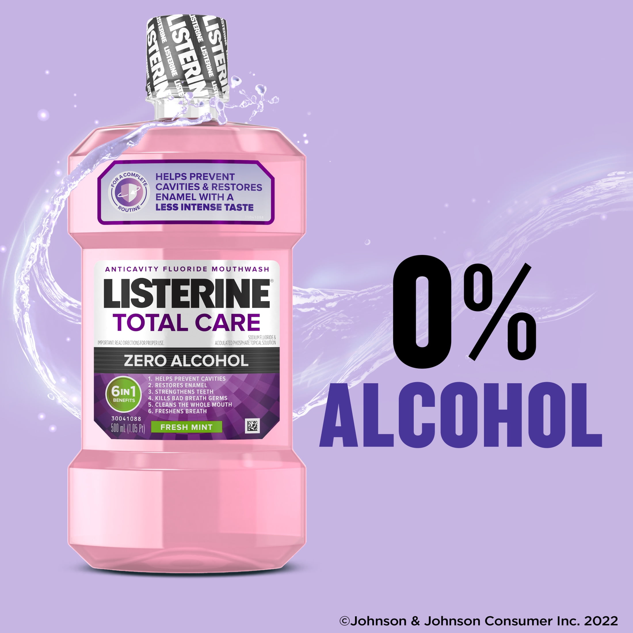 Listerine Total Care Zero Alcohol-Free Mouthwash/Mouth Rinse, Fresh Mint, 1  L 