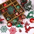thumbnail image 4 of 1 Box 40Pcs Christmas Baubles Red Green Glitter Christmas Baubles Snowflakes Christmas Tree Decorations Shatterproof Christmas Tree Decorations for Christmas Tree Garlands, 4 of 5
