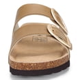 thumbnail image 4 of Litfun Women's Cork Footbed Slide Sandals Summer Leather Flat Sandals with Adjustable Buckles, Camel Brown, 4 of 8