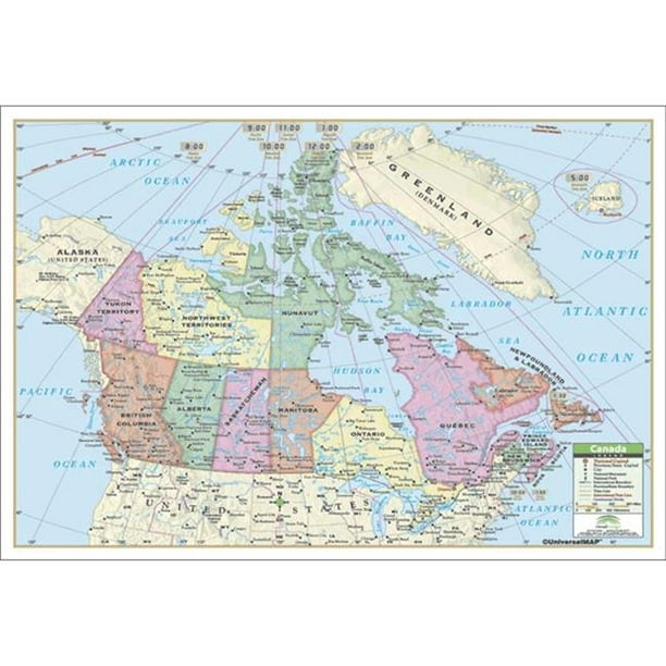 Universal Map 762532092 Canada Laminé Carte Laminée