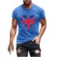 thumbnail image 1 of Mens Casual Manga Corta Botón Abajo Camisetas Estados Unidos Bandera Impresión Cuello Redondo Suéter Camiseta, Poliéster Casual Uso Diario para Hombres, 1 of 5
