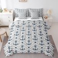 thumbnail image 1 of Erosebridal Nautical Anchor Print Bedding Sets Full Size, Gray Geometric Wave Stripes Comforter Sets with Sheets, Reversible 7pcs, 1 of 5