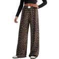 thumbnail image 2 of Women'S Leopard Print Wide-Leg Pants Elastic Waist Y2K Trousers Bottoms Wide-Leg Pants L, 2 of 9