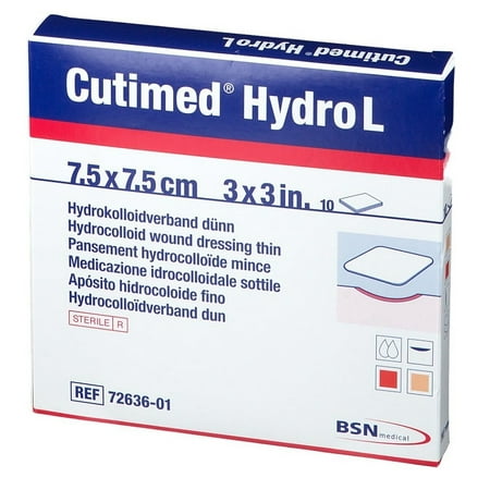 BSN Medical Cutimed Hydro L Hydrocolloid Dressing, 7.5 cm x 7.5 cm (3 in x 3 in), Box of 10