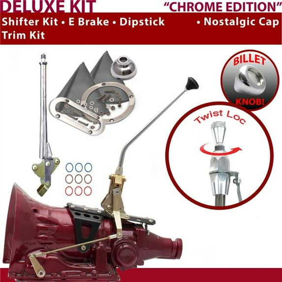 American Shifter C4 Shifter Kit Chrome 12 in. E Brake Trim Kit Dipstick for F0555