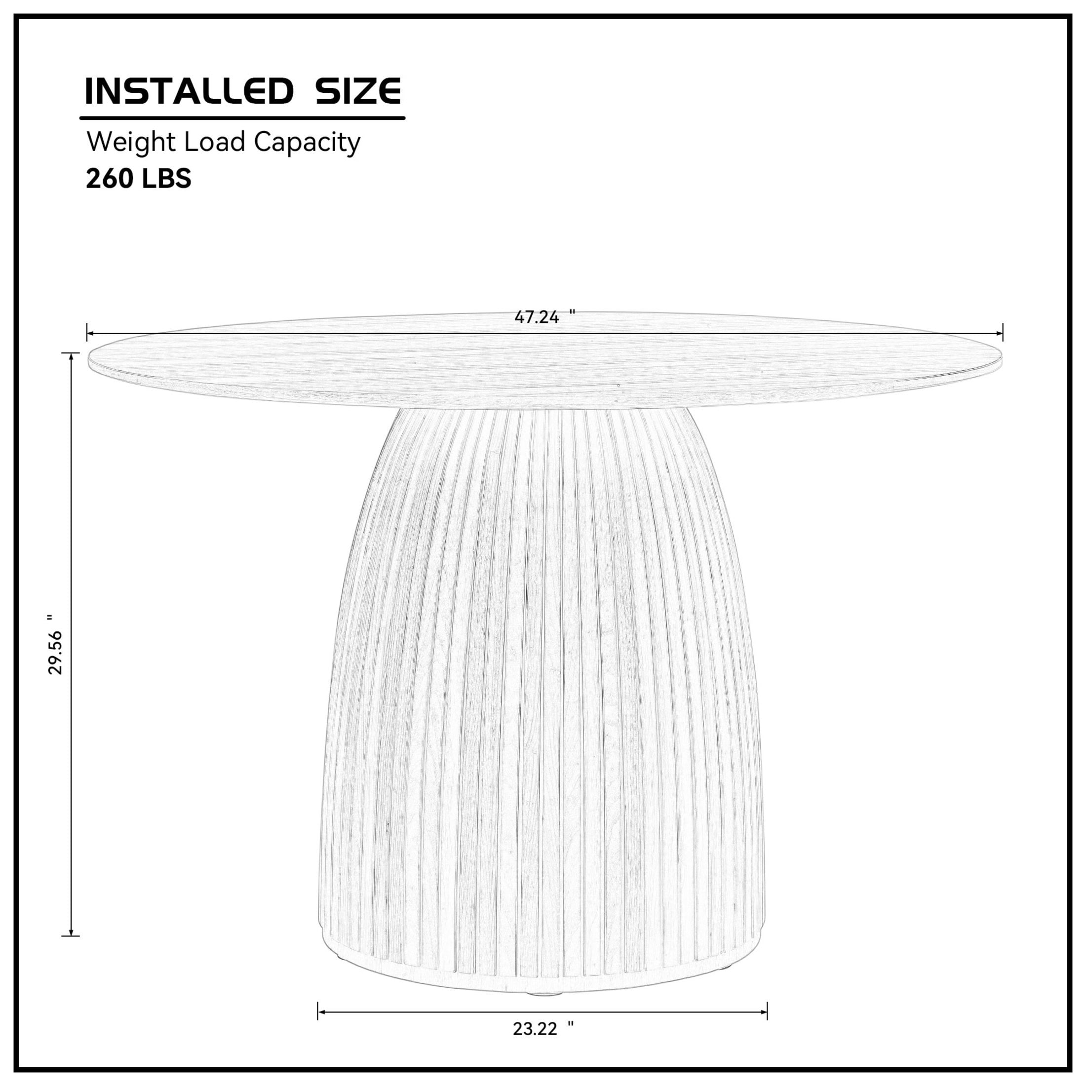 Noble House 47.24" Round Dining Table, MDF Wood T-Base Pedestal, Easy-Clean Modern Top, for Kitchen, Dining Room, Oak