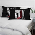 thumbnail image 3 of Black American Flag Pillow Covers, Linen Long Throw Pillow Case, Vintage Red Hockey Star Strip Flag Holiday Pillow Protector Decorative Cushion Cover for Living Room/Bedroom 24" x 36", 3 of 8