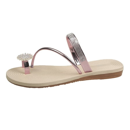 

KI-8jcuD White Fuzzy Slipper Women Sandals Girls Pearl Set Toe Elastic Sandals Flat Strap Casual Home Sandals Slippers Beach Slippers Off Brand Sandals Women Sandals For Women Casual Summer Cute San