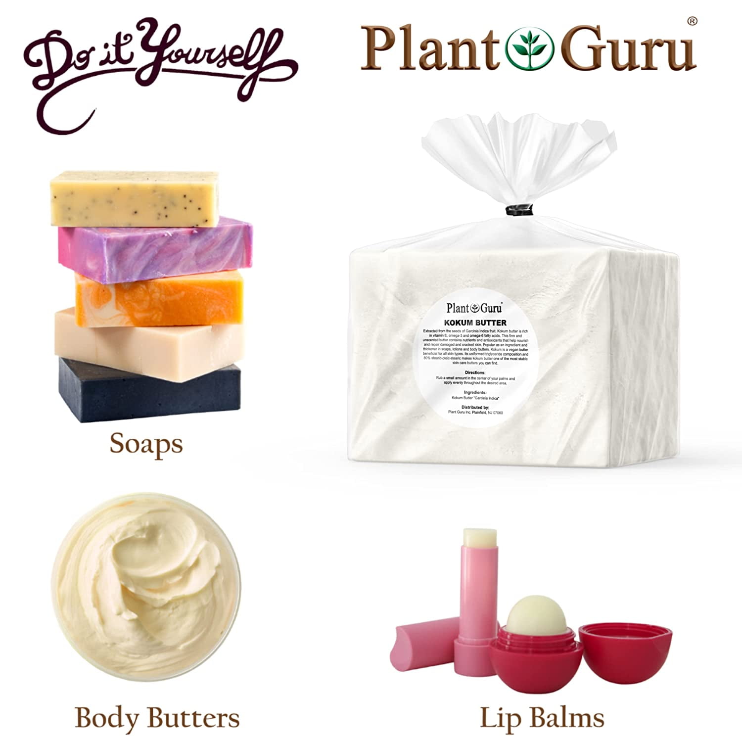 Raw Kokum Butter 3 lbs. Jar Bulk 100% Pure Natural Organic Unrefined - Great for Skin, Body and Hair Moisturizer, DIY Creams, Balms, Lotions and Soap Making.