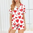 thumbnail image 2 of Tnhcen Women's Valentine Print Button Front Flip Collar Short Sleeve Short Pants Pajama Set Milk Silk 95% Polyester 5% Spandex Sleepwear S-2XL, 2 of 8