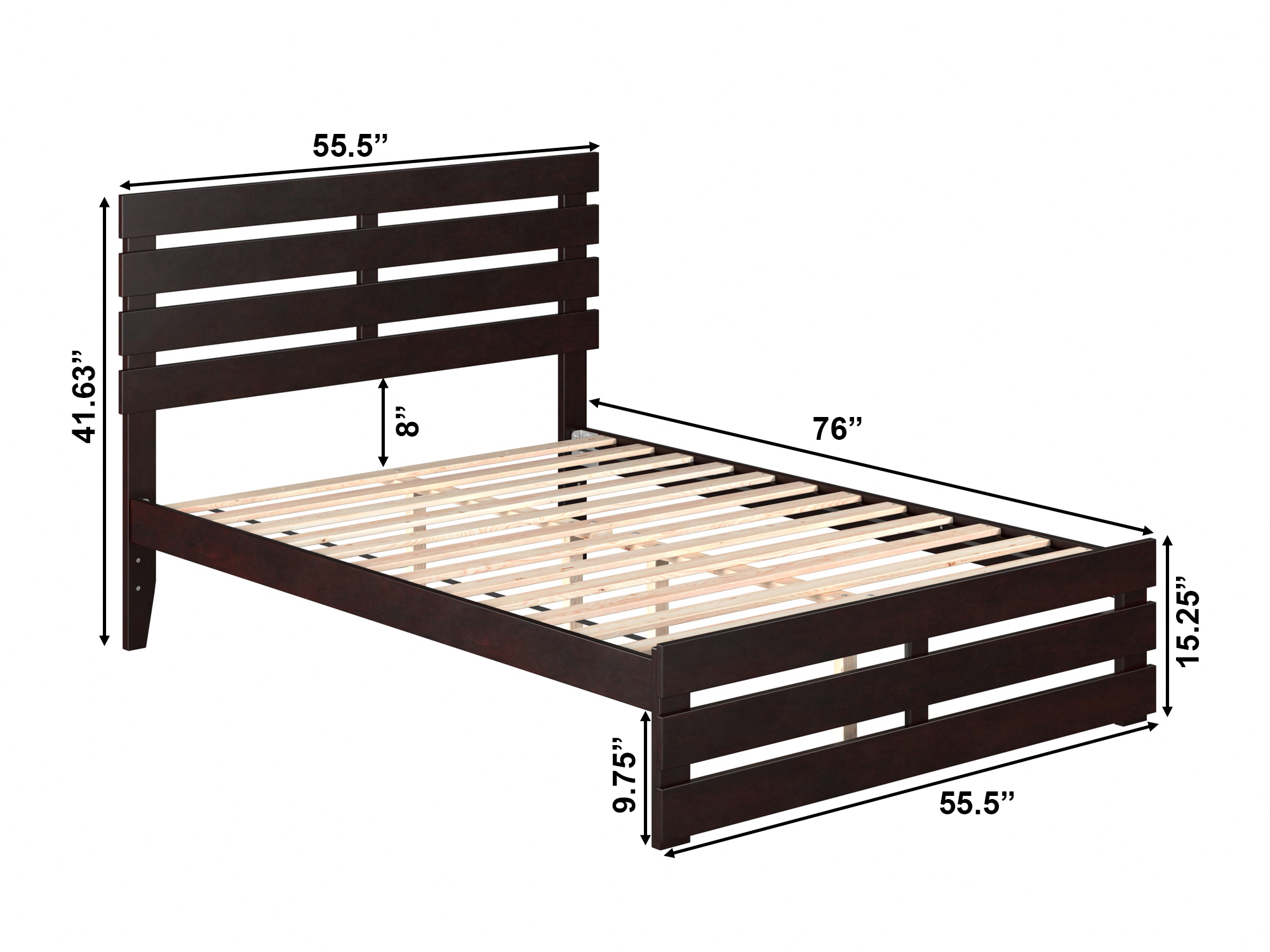 AFI Oxford 14" Full Wood Platform Bed Frame with Headboard and Footboard, Espresso