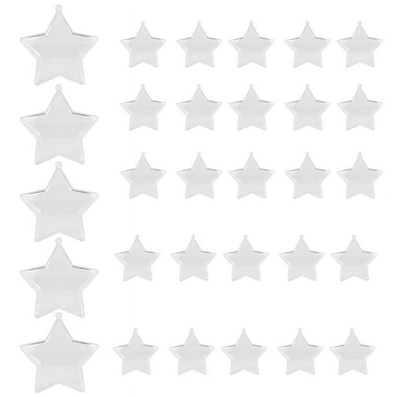 30 Sets 80mm DIY Fillable Balls Clear Plastic Ornaments Balls Christmas Tree Ornament Bauble Supplies (Star Shape)