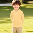 thumbnail image 2 of Toddler Kids Collared Long Sleeve Cotton Polo Shirts Boys Girls Basic Daily Wear School Uniform Shirts 2026,2Y,Yellow, 2 of 4