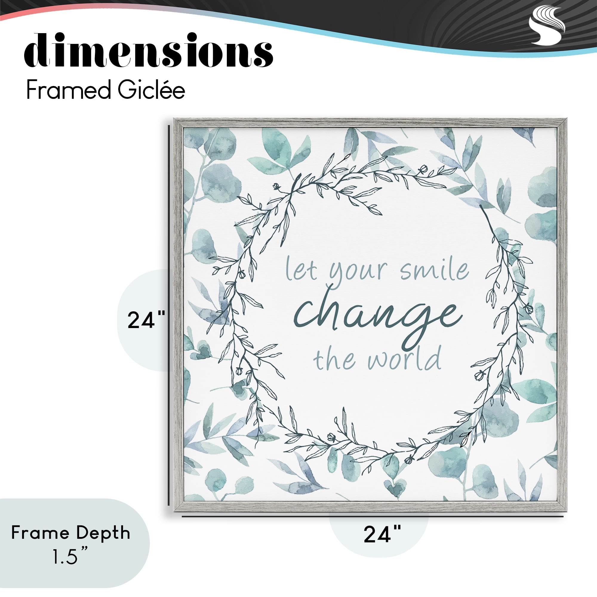 Stupell Industries Smile Change The World Gray Framed Giclee Art, design by Kim Allen